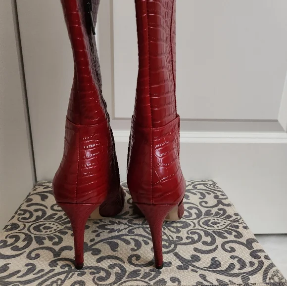 Sam Edelman Fraya Croc-Embossed Knee High Boots - Picture 5 of 8